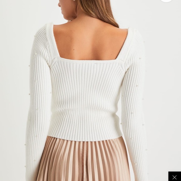 Lulu's Cream Ribbed Knit Sweater - Picture 6 of 7